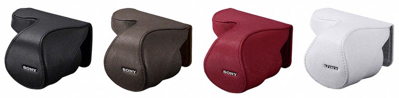 <b>同じくカラーを合わせたレンズジャケット「LCS-EML1A」。E 18-55mm F3.5-5.6 OSSに対応</b>