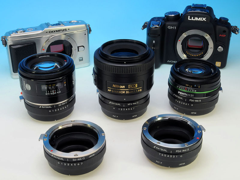 <b>同社のマイクロフォーサーズ用マウントアダプター（絞りリング付き）</b>