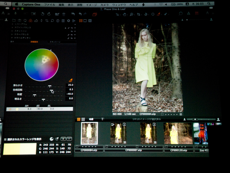 <b>カラーエディターでは、左のパレットで選択したカラーレンジを調整できる。効果が及ぶ範囲のみ表示することも可能</b>