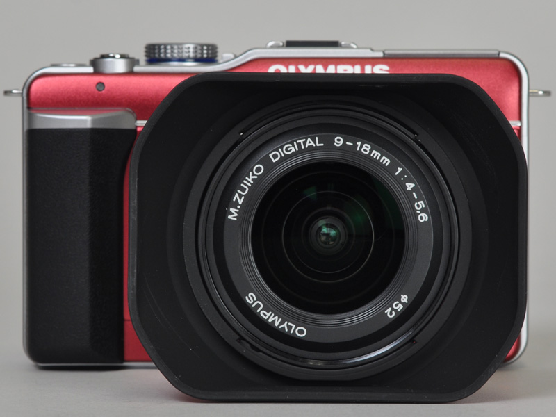 <b>別売のレンズフード「LH-55B」を装着したところ</b>