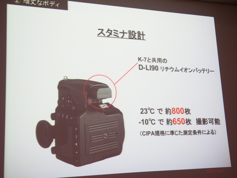 <b>バッテリーはK-7と共通</b>