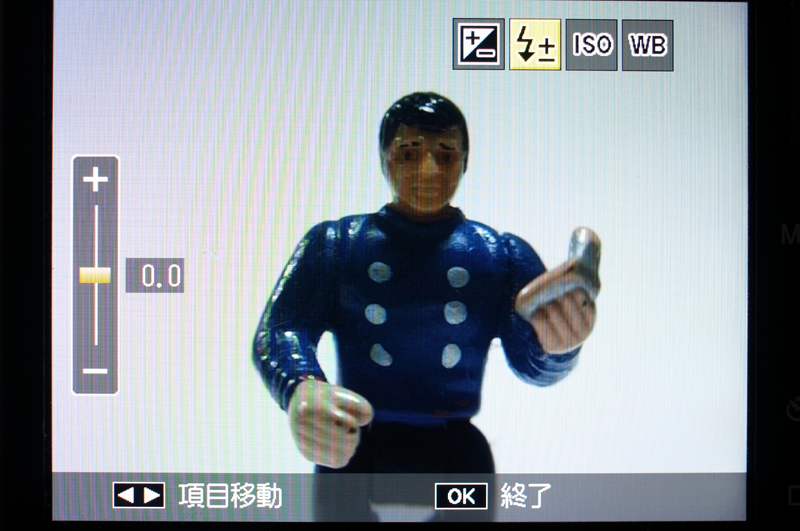 <b>「ADJ.」ボタンには9種類の設定項目から、4種類を選んで登録できる。ぼくは「露出補正」、「調光補正」、「ISO感度」、「WB」を登録している</b>