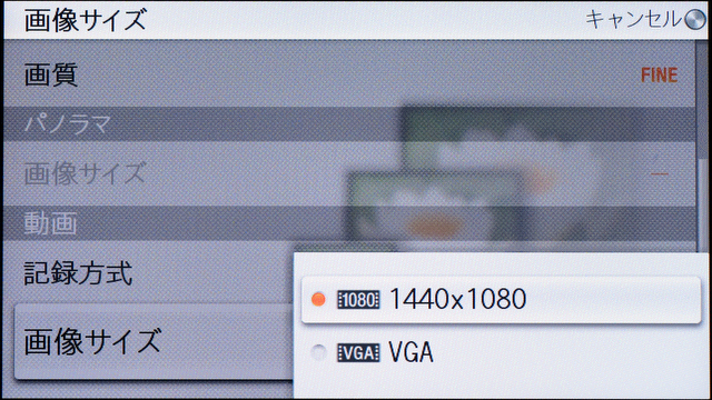 <b>AVCHDは1,920×1,080ピクセルのみだが、MP4は1,440×1,080ピクセルと640×480ピクセルが選べる。1,280×720ピクセルも欲しかった</b>
