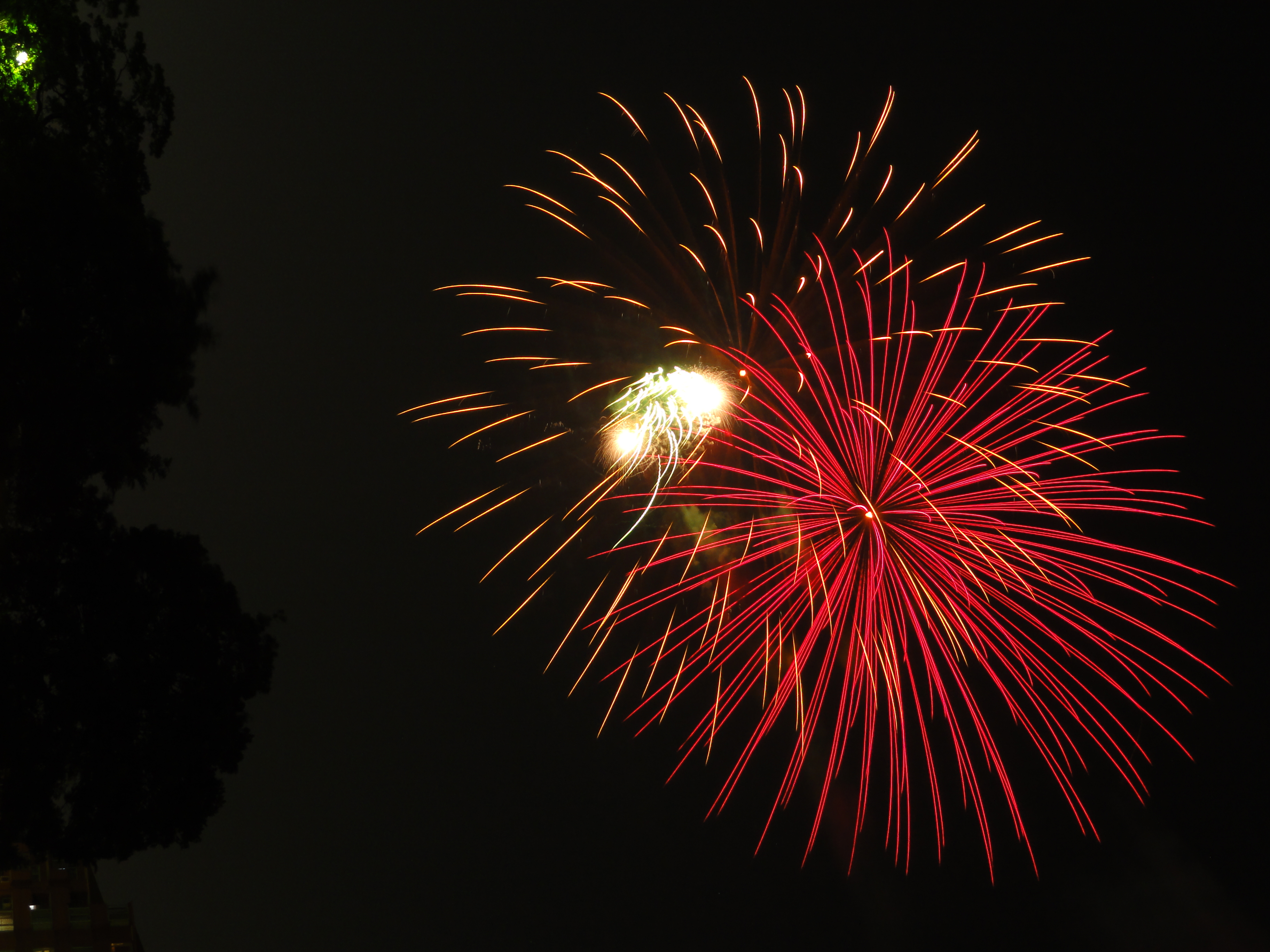 <b>シャッター速度7秒にすると花火を重ねるのは簡単になるが、背景もかなり明るくなる<br>DSC-HX5V / 約3.6MB / 2,736×3,648 / 7秒 / F10 / +1.7EV / ISO125 / WB:オート / 10mm</b>