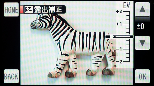 <b>露出補正時の画面。はっきりいって使い勝手は良くない。改良の余地はあるはず</b>