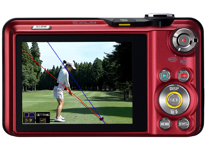 <b>スイングチェック用のガイドラインを表示しているところ</b>