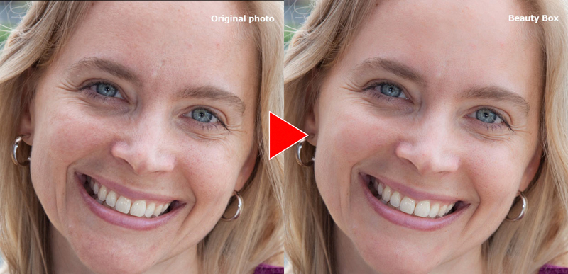 <b>Beauty Box Photo適用例。適用前（左）と適用後（右）</b>