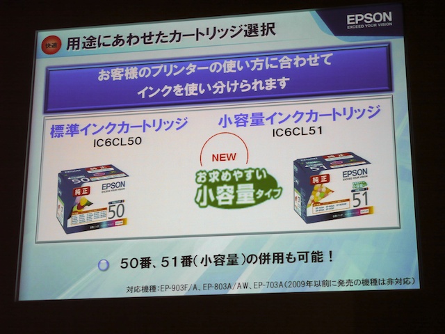 <b>新たに小容量インクカートリッジを用意した</b>
