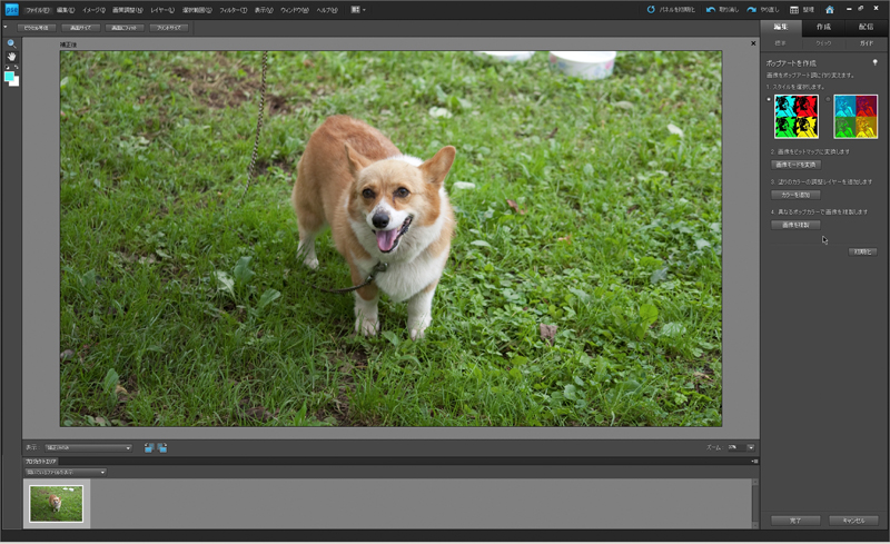 <b>コントラストが高く彩度の高い画像を作れる「ポップアート」（左が元画像）</b>