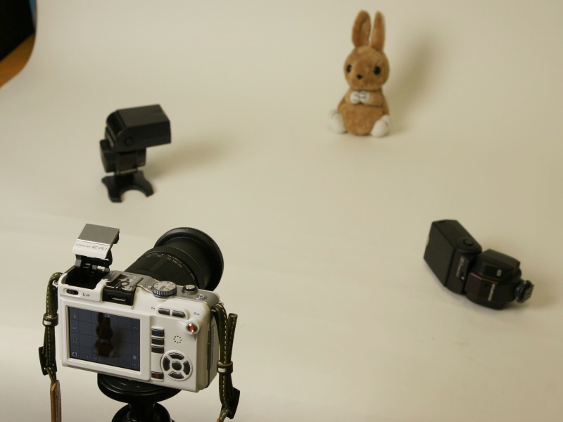 <b>E-PL1を使用したワイヤレス多灯撮影のイメージ</b>