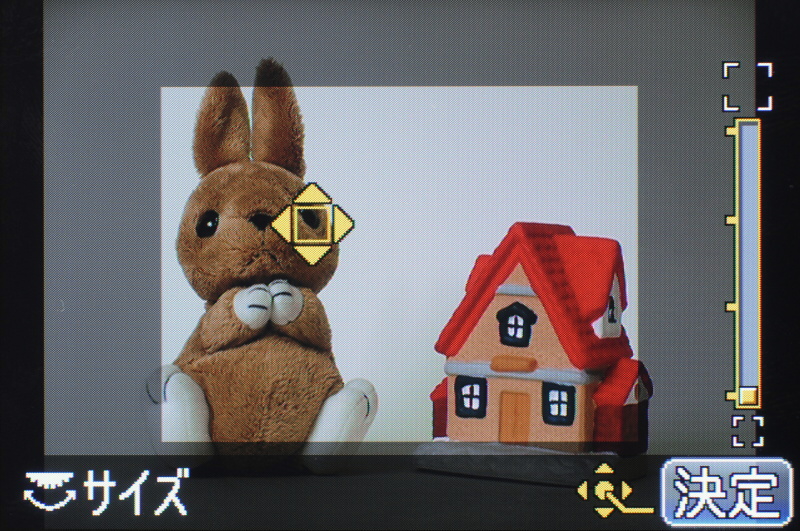 <b>測距点を最も小さくしたところ。サイズはスライダーかダイヤルで変更可能</b>