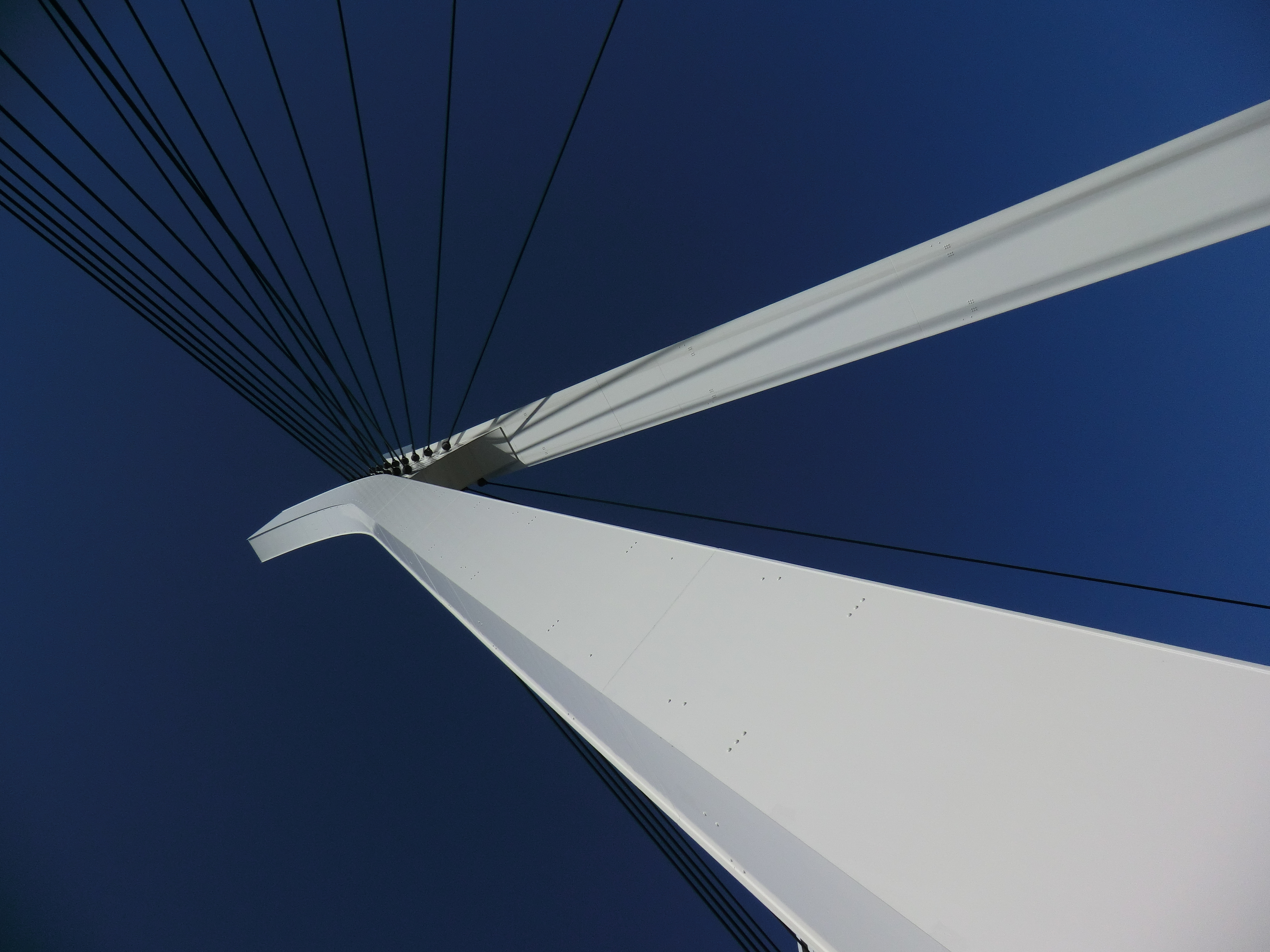 <b>佃と新川を結ぶ中央大橋の主塔。天気がよかったおかげで多めにマイナス補正したせいもあって、すごいコントラストになった<br>4,320×3,240 / 1/640秒 / F7.5 / -1EV / ISO80 / WB:オート / 4.3mm（24mm相当）</b>