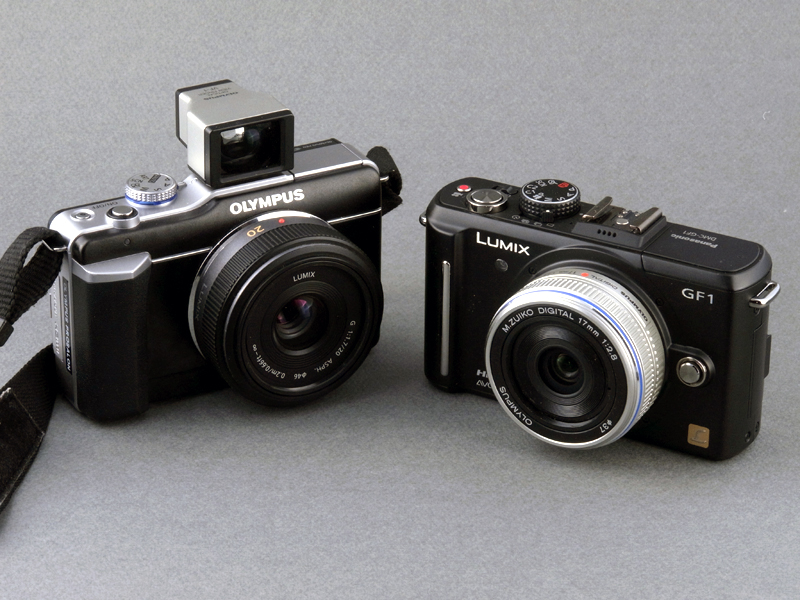 <b>マイクロフォーサーズのシステムには、オリンパスM.ZUIKO DIGITAL 17mm F2.8 （ライカ判換算35mm相当）と、パナソニックLUMIX G 20mm F1.7 ASPH.（ライカ判換算40mm相当）という2本のパンケーキ型「準標準レンズ」が用意されている。もちろんE-PL1、DMC-GF1共に互換性がある</b>