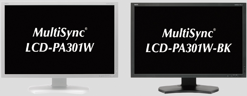 <b>MultiSync LCD-PA301W。ホワイト（左）とブラック（右）</b>