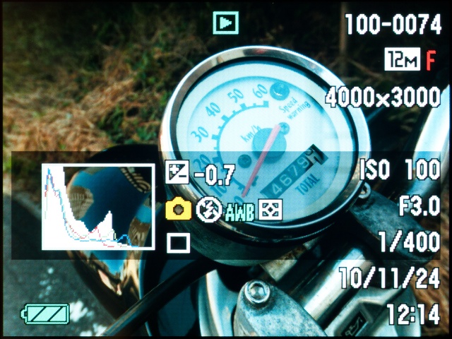 <b>再生時の画面。拡大は最大8倍まで。ヒストグラムなどの撮影データ抜きのシンプルなものももちろんある</b>