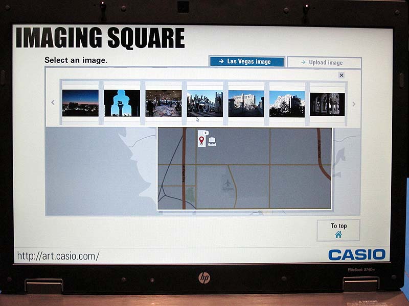 <b>IMAGING SQUARE（米国版）のデモ登録した画像を選択するところ。ジオタグ付きであれば地図上から選ぶこともできる</b>