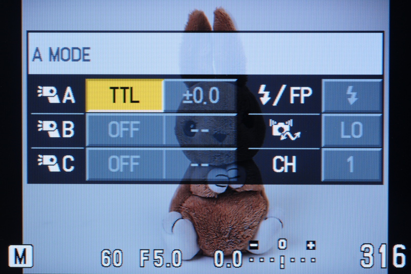 <b>E-PL1sに引き続きRCフラッシュシステムを利用可能（撮影画面の設定メニュー）</b>