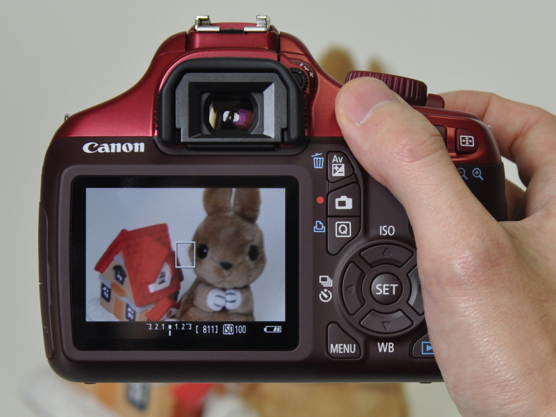 <b>ライブビュー撮影を行なっているところ</b>