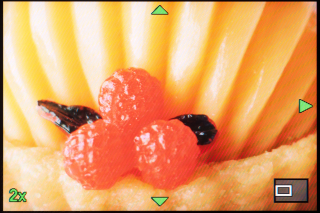 <b>拡大ボタンを押すと、選択した測距点を中心に拡大表示してくれる。ただし、これはMF時にはやってくれない。ちょっと残念である</b>