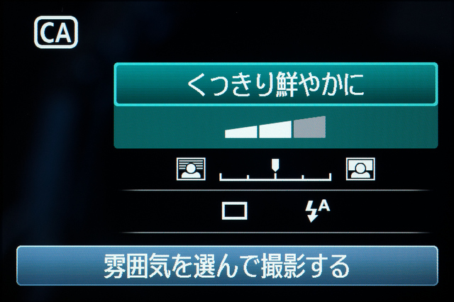 <b>「雰囲気を選んで撮影する」の内容を選択する画面</b>