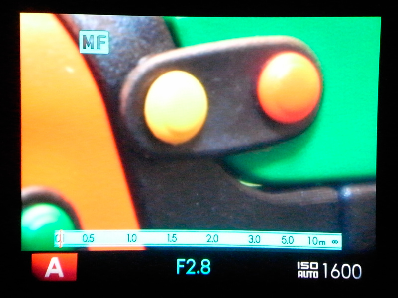 <b>EVF拡大表示。MFモードでコマンドレバーを押すと、EVFや液晶モニターが拡大表示に切り替わる</b>