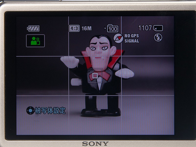 <b>十字キー中央を押すとAF枠の形が変わり、追尾したい被写体にあわせてもう一度中央ボタンを押すと追尾が行なわれる。顔に合わせれば、その顔を追尾してくれる</b>