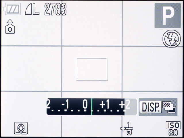 <b>【PowerShot G12】露出補正時の表示。ダイヤルの字が見えないぐらい暗いときに便利</b>