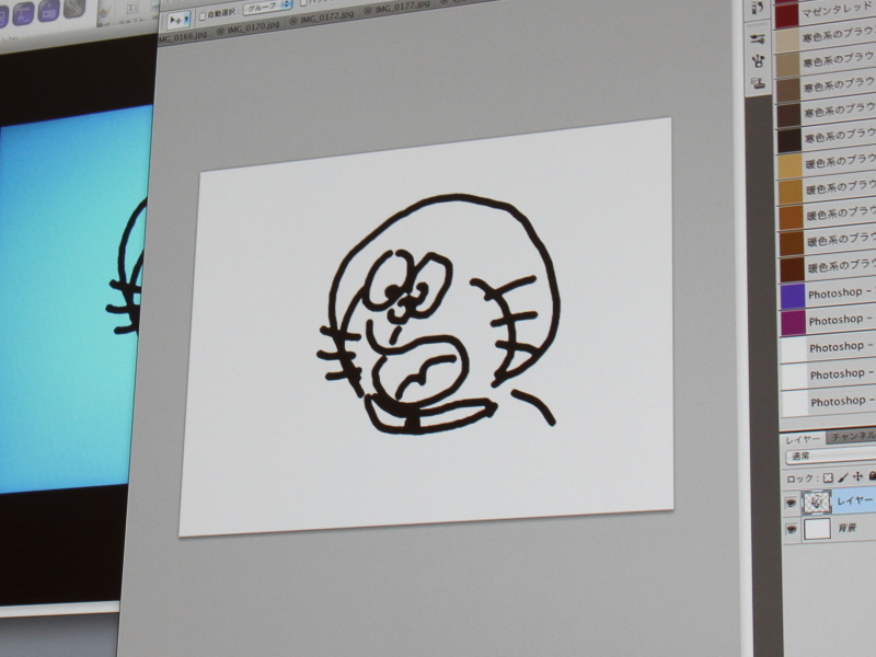 <b>iPad上で描いたイラストをPhotoshopに転送したところ</b>