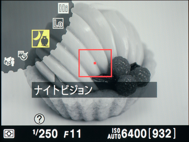 <b>最高ISO102400までの高感度撮影が可能なナイトビジョン</b>