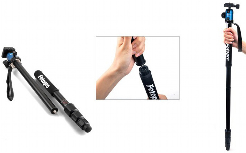 <b>一脚使用時はセンターポールに取り外した脚を取り付ける</b>