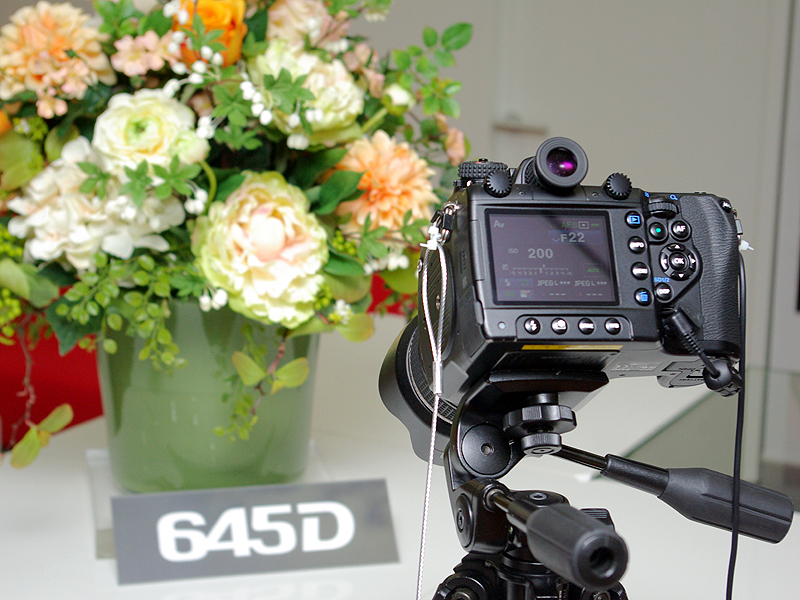 <b>645Dは、花を撮影できるようにセッティング。ケーブルレリーズも装着してあった</b>