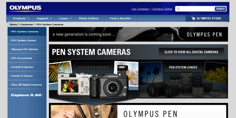 <b>「Cameras and Audio」のページ内にティザー広告のバナーが出ている</b>