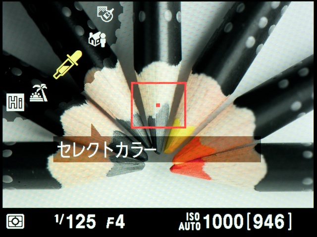 <b>【D5100】選択した色だけを残したモノクロ写真が撮れる「セレクトカラー」。残したい色、彩度などを細かく設定できる</b>