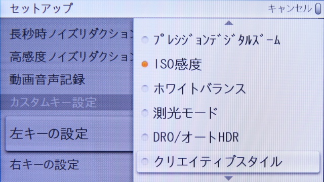 <b>左キーに設定できる機能の一例</b>
