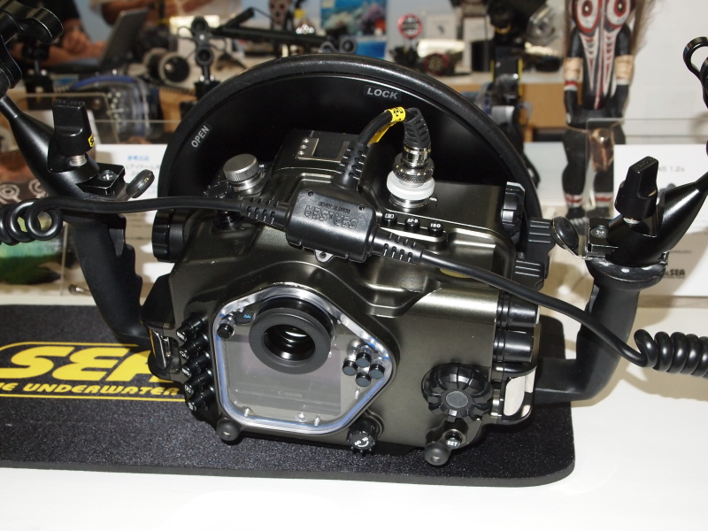 <b>EOS 5D Mark II用ハウジングの背面。価格は28万3,500円。ハウジングは少しでも小さく軽くするため各機種専用になるのだという</b>