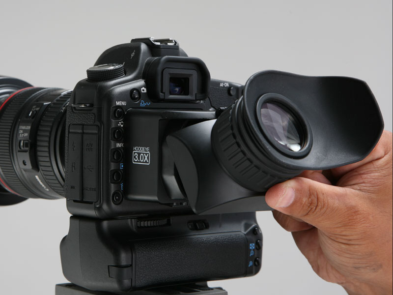 <b>カメラに装着したままレンズ部のみを跳ね上げられる</b>