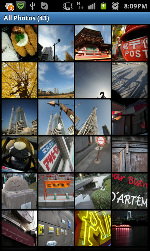 <b>全ての写真を表示したところ。下方向にスクロールできる</b>