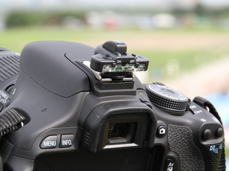 LED式水準器「アクションレベル」をホットシューに装着。カメラ量販店での購入価格は3,980円