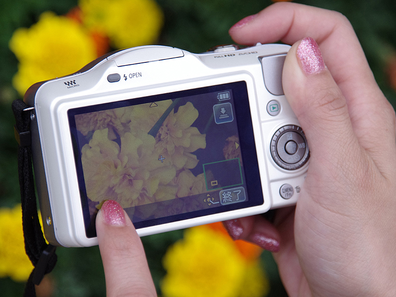 <b>1点AFにすると液晶画面の端までタッチでピント位置を指定することができる。AFエリアの拡大・縮小も可能なので、思い通りの位置にピントを合わせることが可能</b>