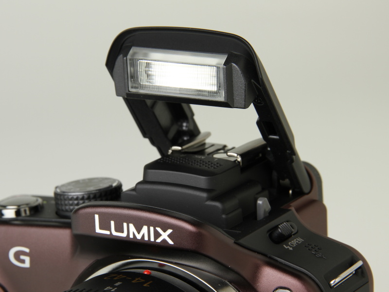 <b>内蔵ストロボをポップアップしたところ</b>