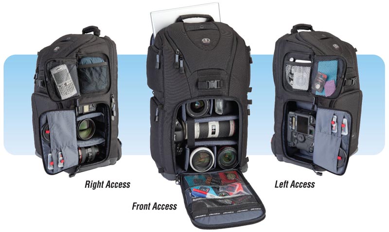 <b>前面、右側面、左側面の3カ所から機材を取り出せる</b>