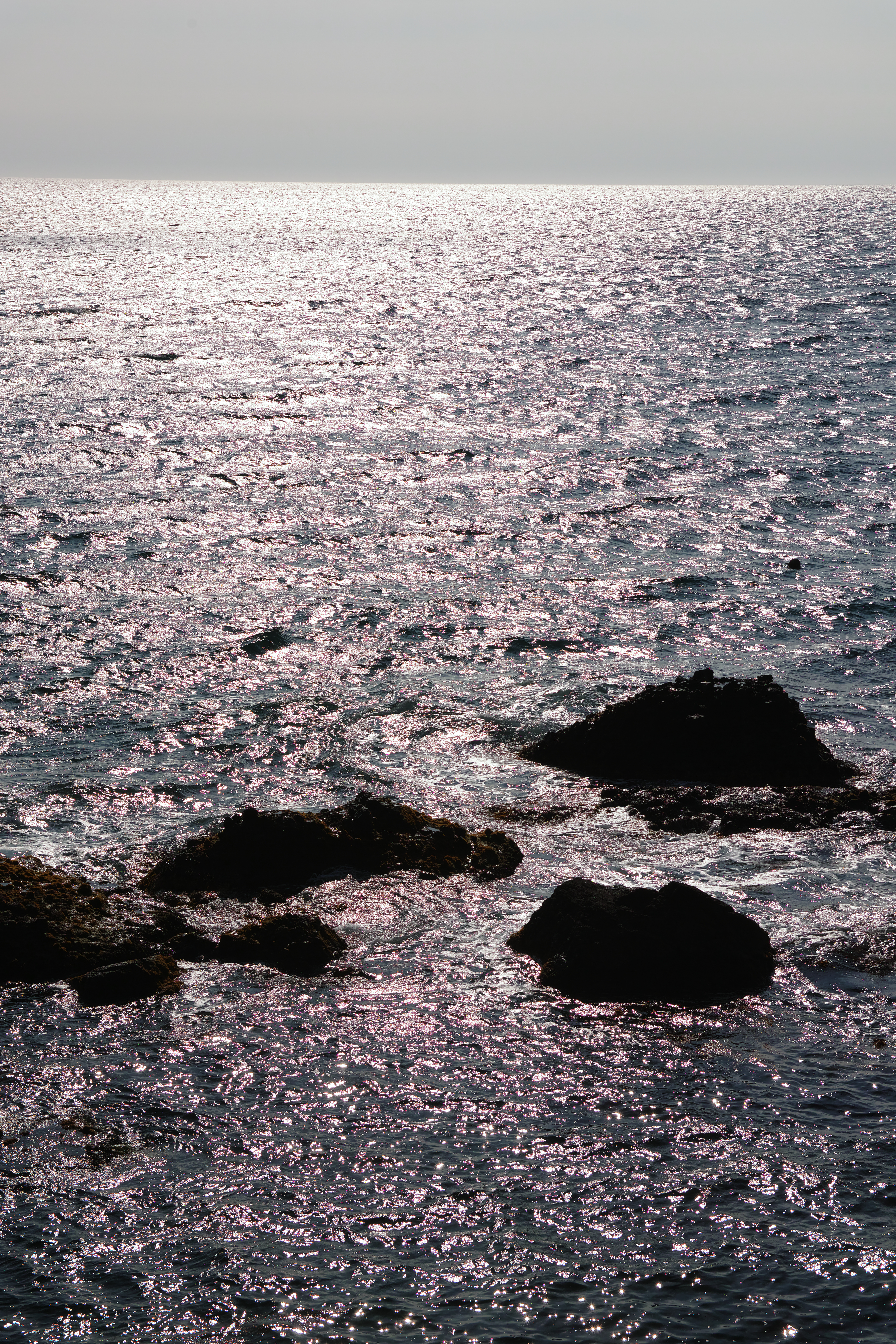 <b>午後の太陽に輝く海面と岩礁のシルエット。西へと傾く日の光が海の表面を果てしなく続く銀板状へと変える。波による細かい起伏が表面を覆うテクスチャーのよう。一面に広がる輝きとシルエットと化した岩礁の質感をSD1は余すところ無く表現してくれた。SD1 / 17-50mm F2.8 EX DC OS HSM / 約24.8MB / 3,136×4,704 / 1/1,000秒 / F8 / 0EV / ISO100/ 絞り優先AE / WB:晴れ / 50mm</b>