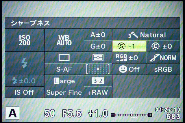 <b>その場合、「シャープネス」の設定は少し下げたほうがよさそう。個人的には「-1」が手ごろかなと思う</b>