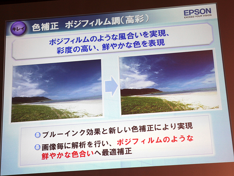 <b>新色補正「ポジフィルム調」搭載</b>