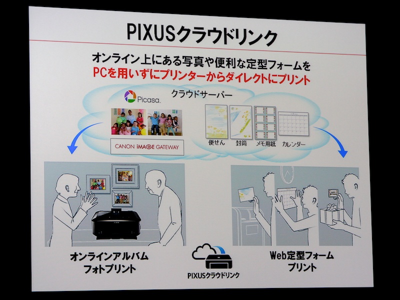 <b>CANON iMAGE GATEWAYやPicasaウェブアルバムの写真をパソコンなしでプリントできる「PIXUSクラウドリンク」</b>