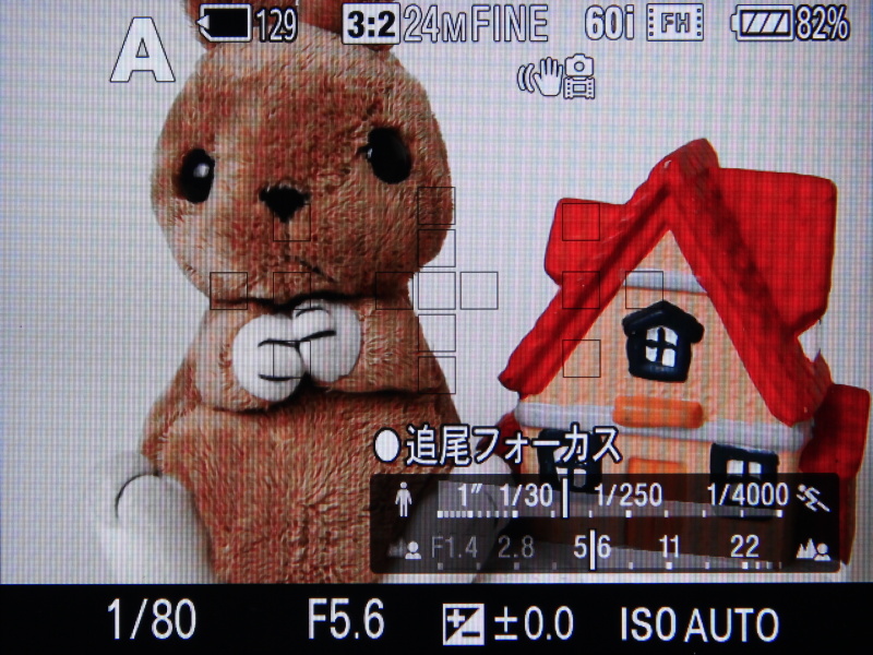 <b>絞り値とシャッタースピードのインジケーターを表示したところ</b>