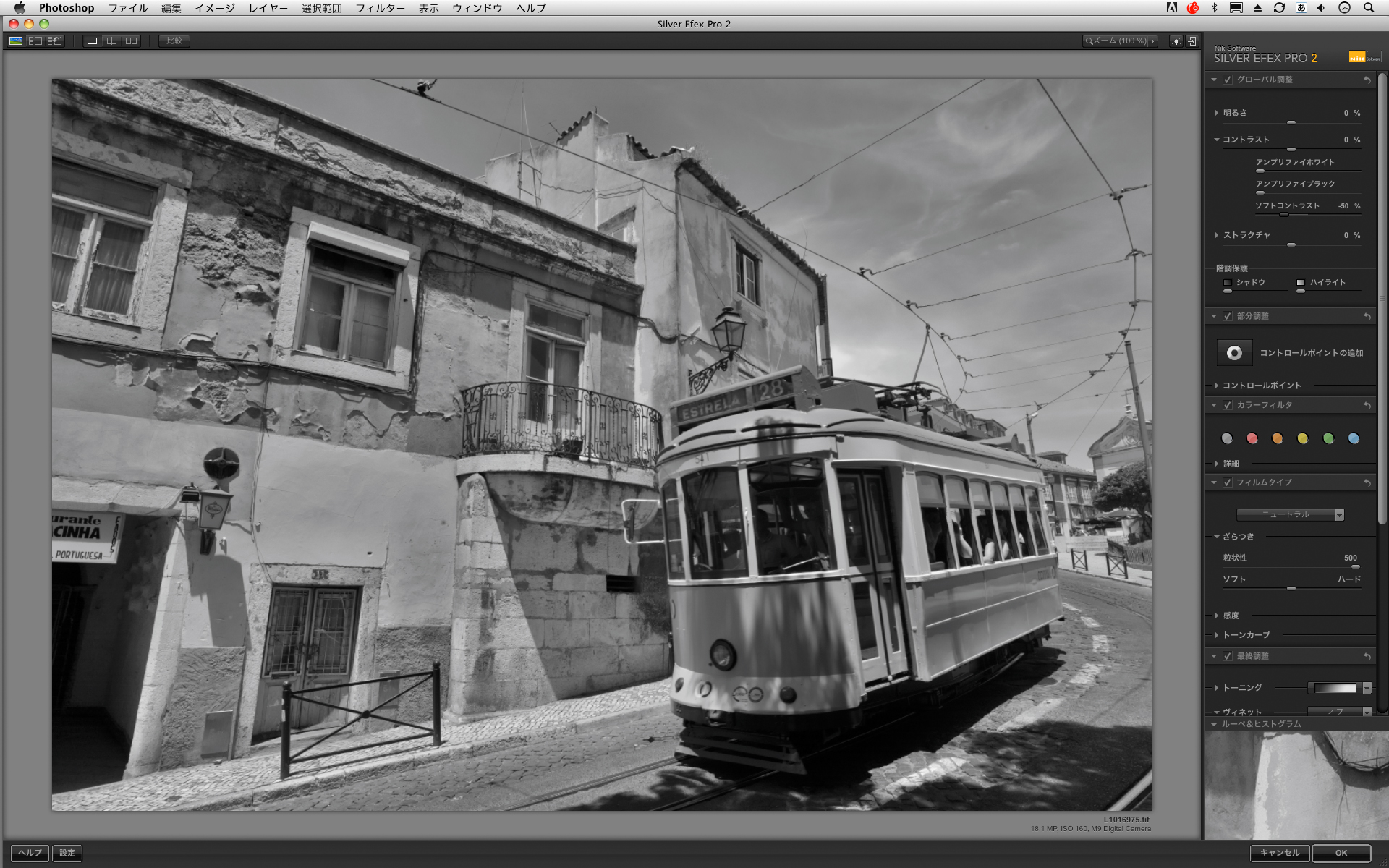 <b>新機能のソフトコントラストを-50％にすると、自然な印象のままコントラストが下がった。アンプリファイホワイト、アンプリファイブラック、ソフトコントラストを駆使することで、モノクロ写真のキモともいえるトーンコントロールが快適に行なえる</b>