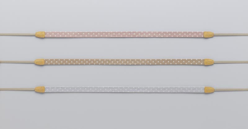 <b>ナチュラルドットストライプ。上からピンク、ライトブラウン、ライトブルー</b>