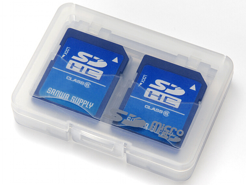 <b>SDカードケース（4枚収納・microSD収納トレー付）（200-FC001</b>