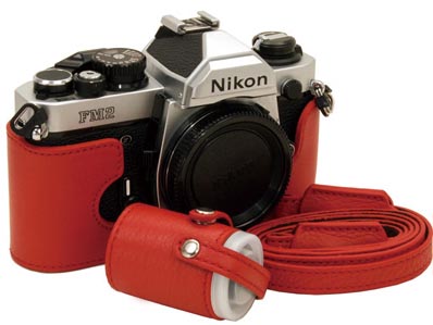<b>Nikon FM2用本革速写ケースwithストラップ（レッド）</b>